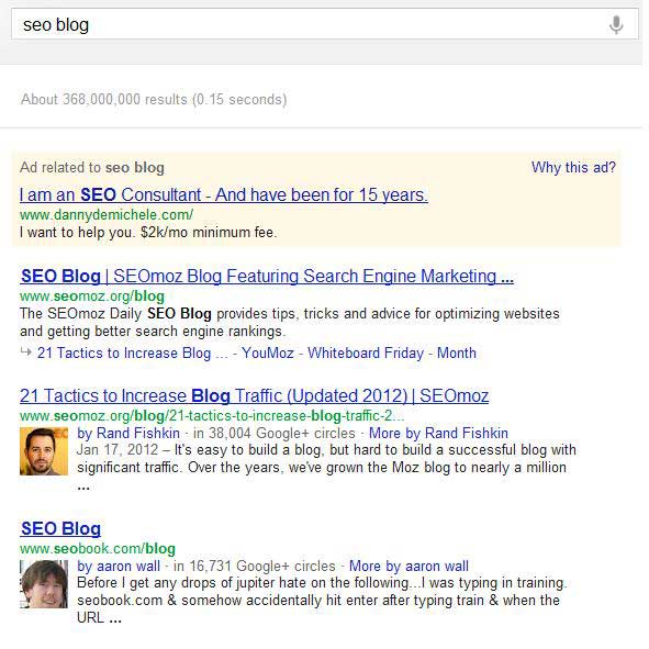Author profiles stand out from the crowd in Google organic results