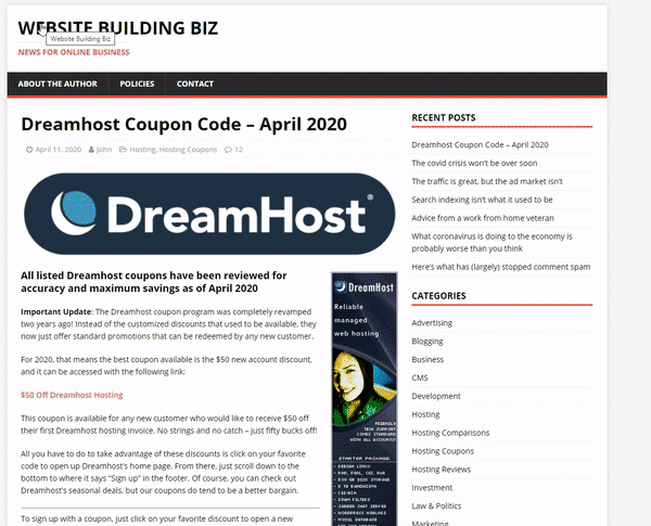 Dreamhost coupon instructions